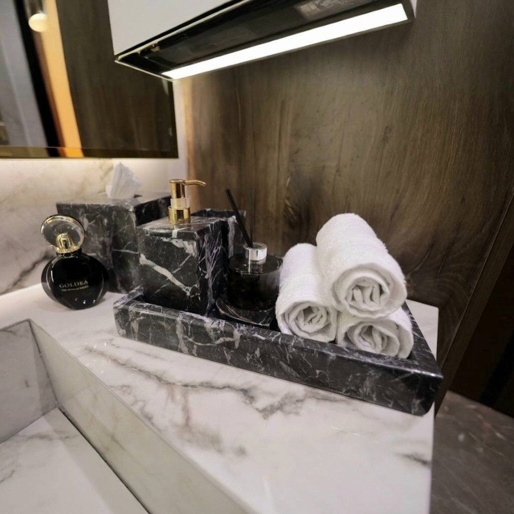 Elegant Black Marble Vanity Tray – Timeless Luxury for Your Home