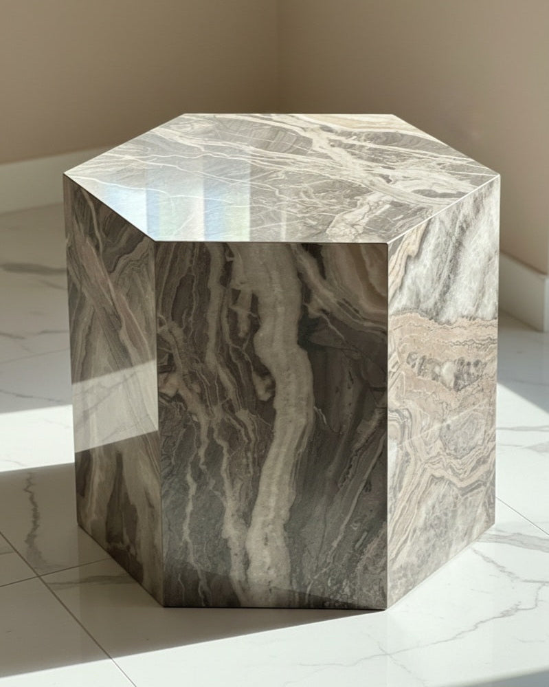 Creamy beige Marble Alike Table ( Available in 2 Sizes )