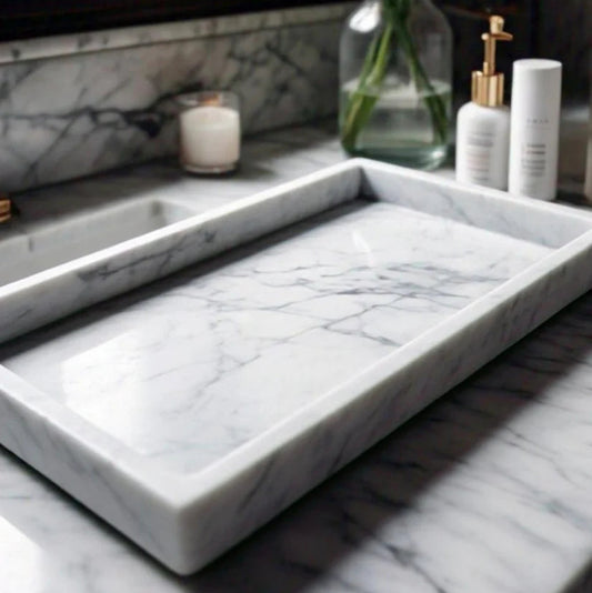 Carrara & black  Spanish Marble Bath Tray
