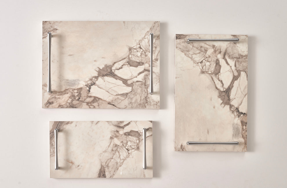 Alike Marble Elegance Serving Tray Set – 3 Pieces of Luxury Faux Marble