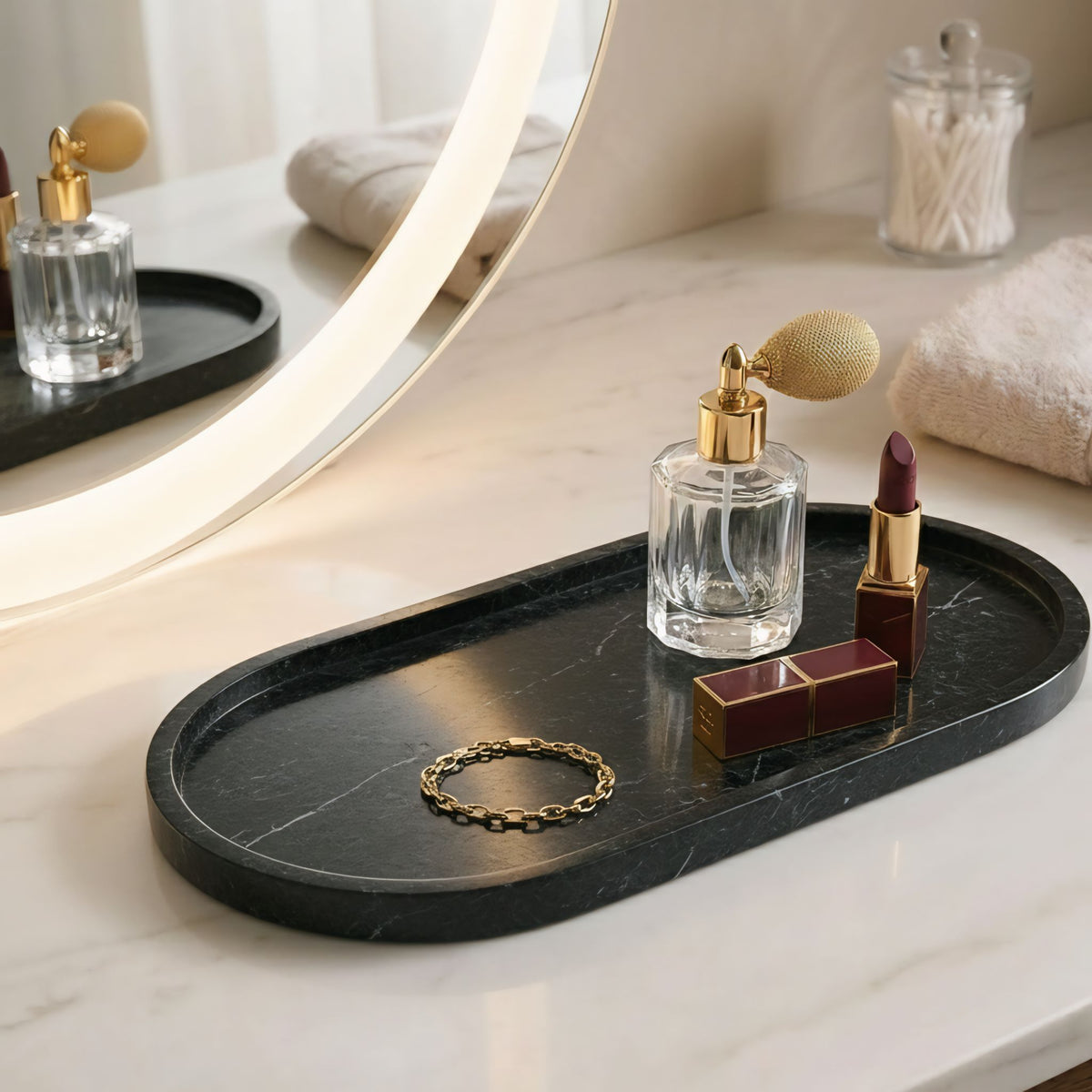 Black Spanish Marble Tray | The Epitome of Modern Luxury (Two Sizes )