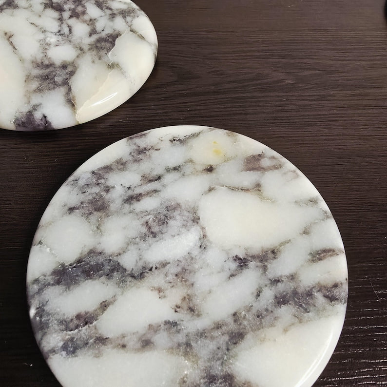 Premium Calacatta Viola Marble Coasters - Modern Italian Elegance