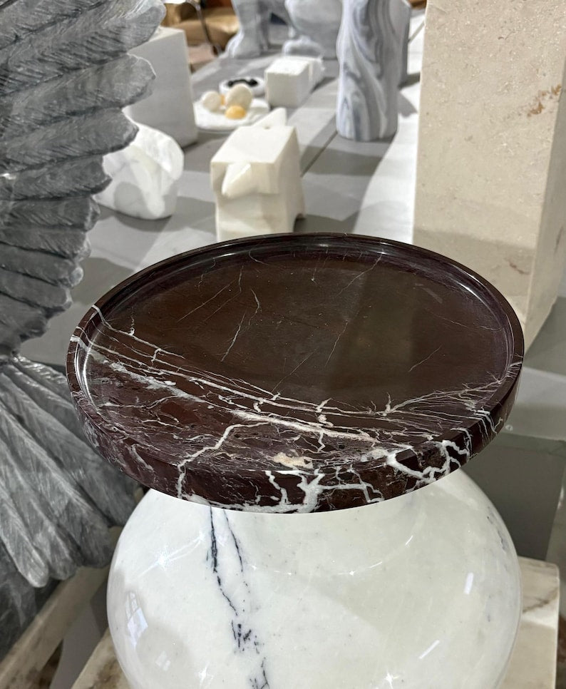 Rosso Levanto Natural Marble Tray – Timeless Luxury(Two Sizes )