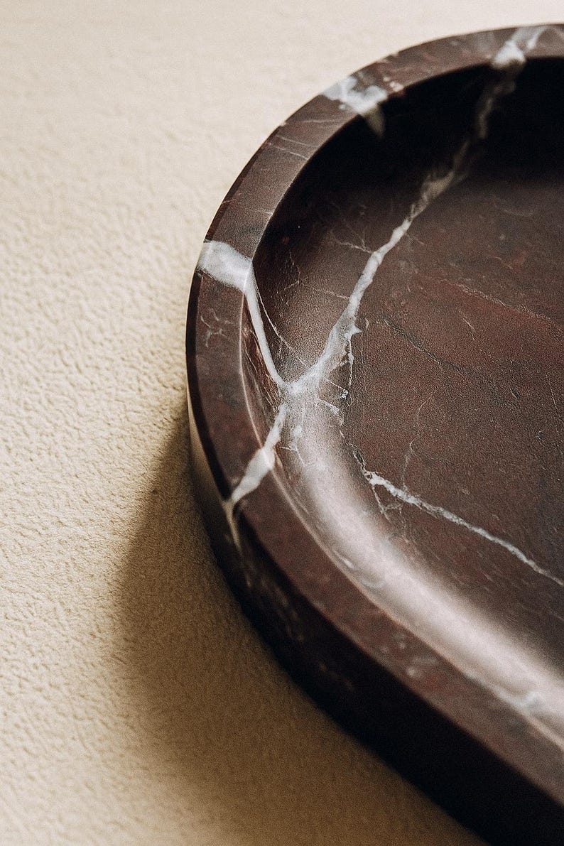 Luxurious Rosso Levanto Marble Tray | Handcrafted Elegance (Two Sizes )