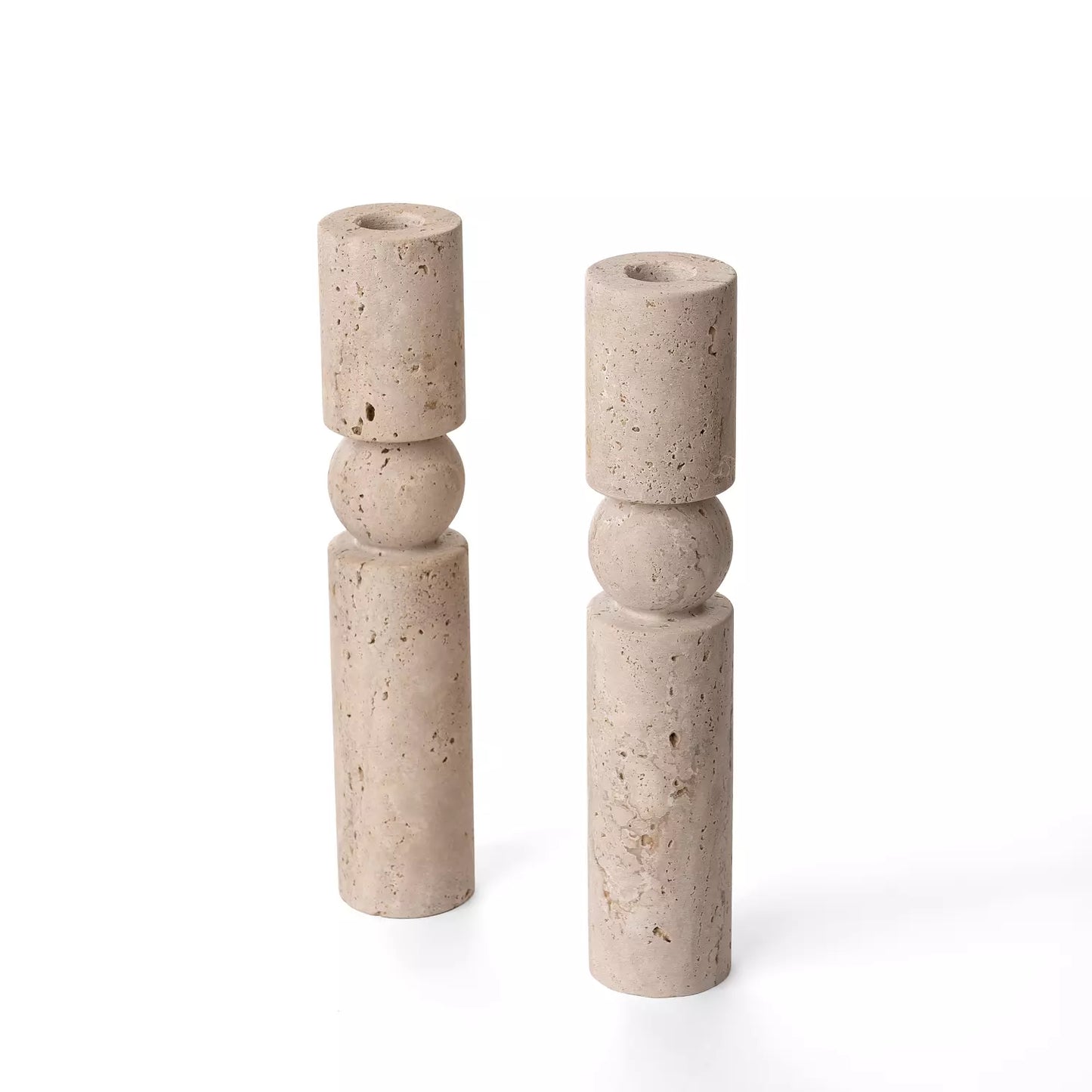 Travertine Stone Candle Holder – Organic Minimalist Elegance ( Set Of Two )
