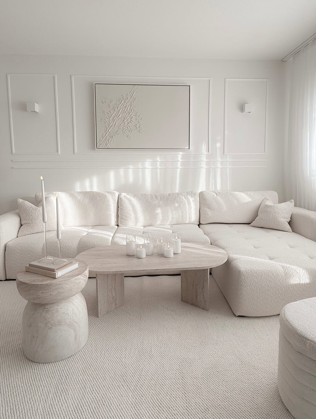 Travertine Marble Table ( H 45 * D 35 )