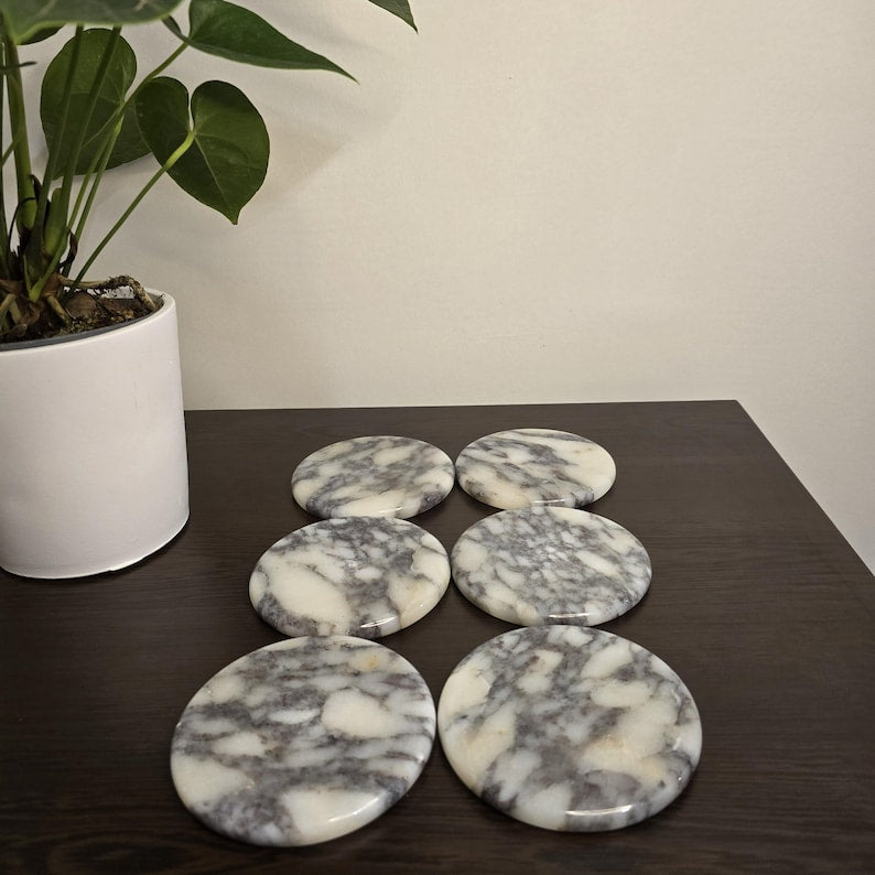 Premium Calacatta Viola Marble Coasters - Modern Italian Elegance