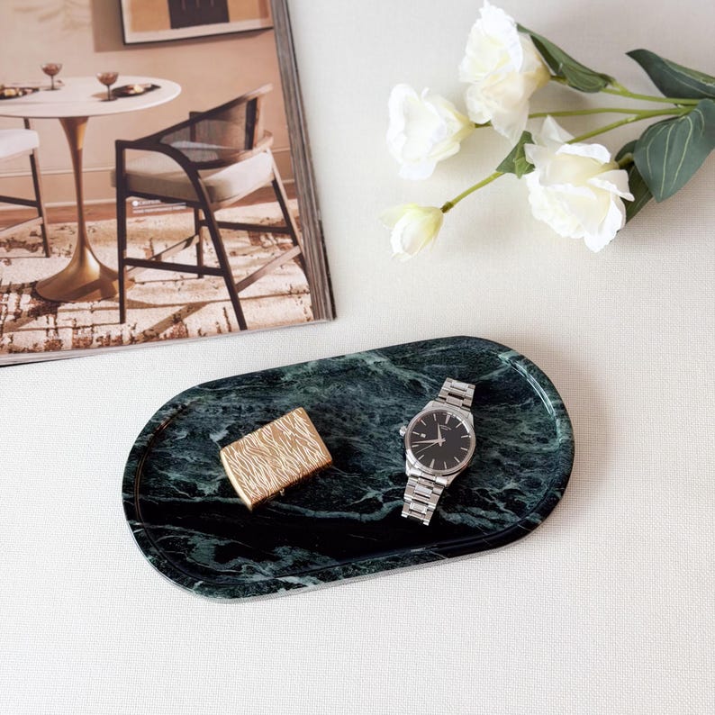 Emerald Green Marble Tray | Timeless Forest Elegance (Two Sizes )
