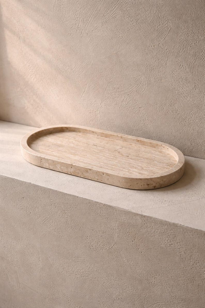Travertine Minimalist Tray | Earthy Organic Luxury (Two Sizes )
