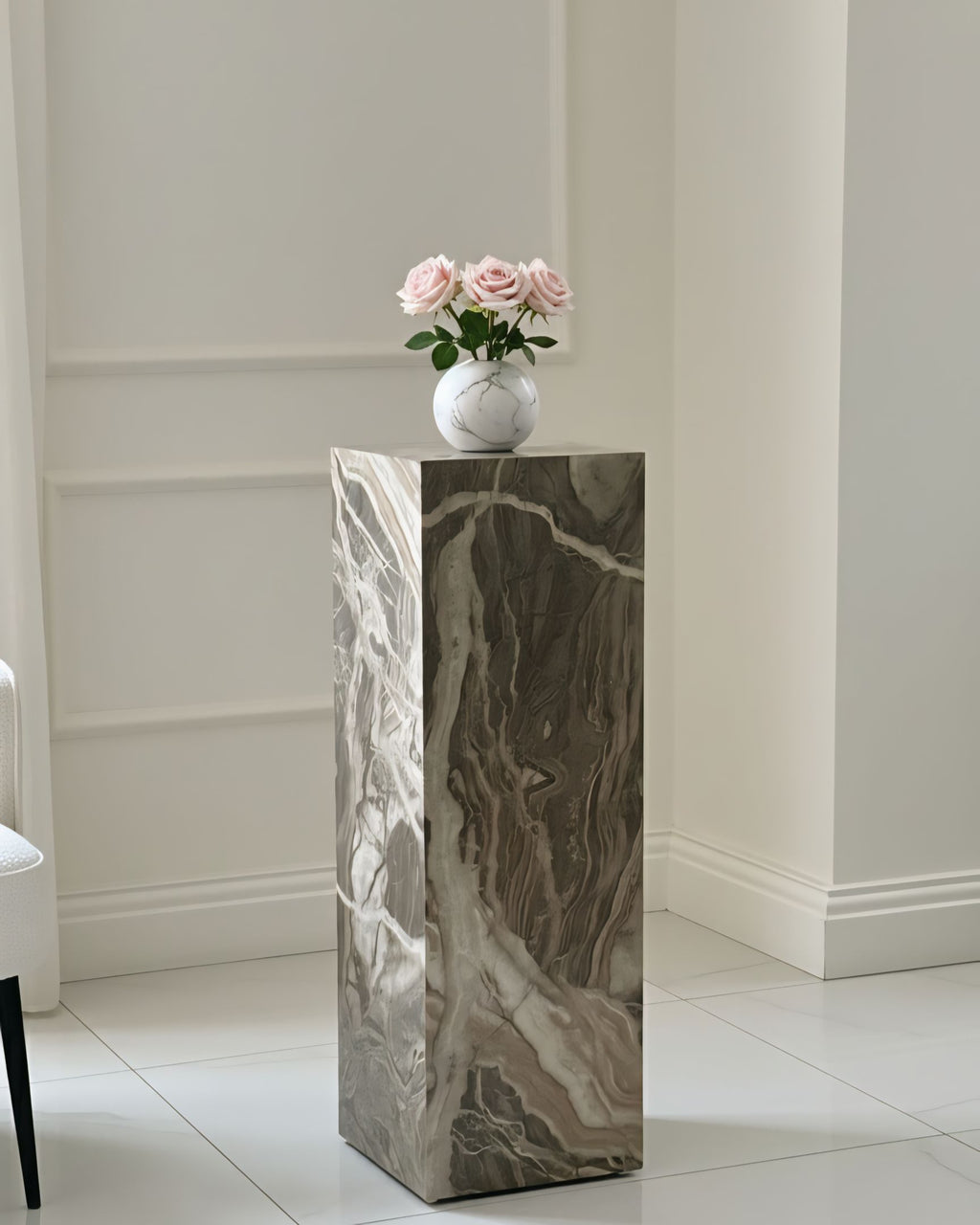 Creamy beige Glossy Pedestal ( available 3 sizes)